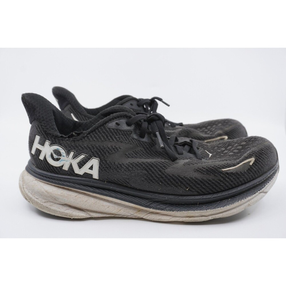 Hoka One One Clifton 9 Mens Size 11.5D 1127895 BWHT Black Running Shoes Sneakers